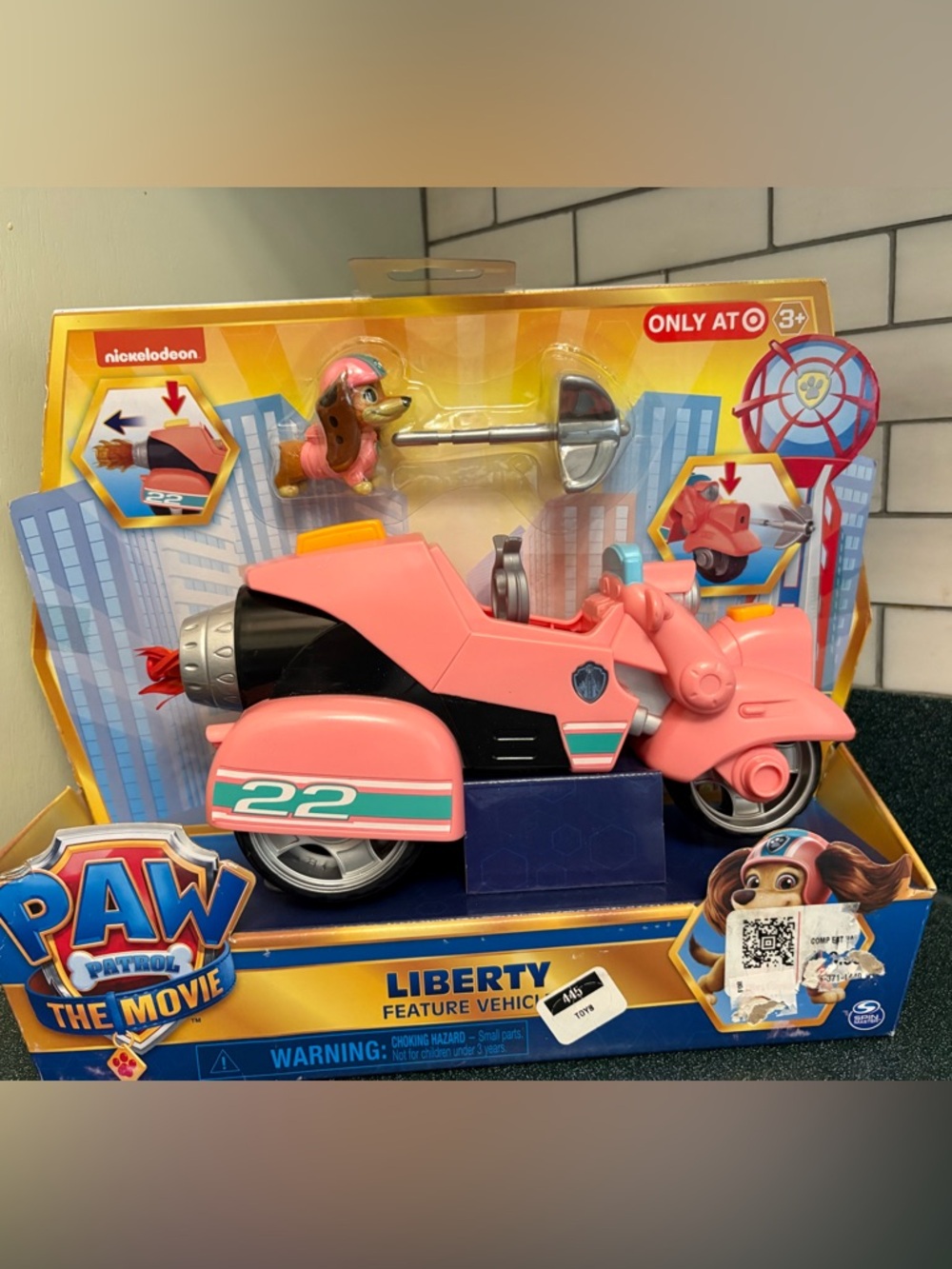 RARE! Paw Patrol Liberty Pink Motorcycle with flame and grappling hook missile!